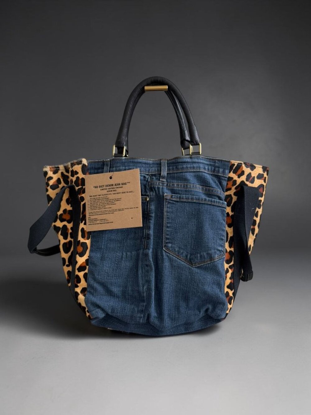 CLEVER CARRIAGE COMPANY No Diet Denim Jeans Tote Bag NEW NWT